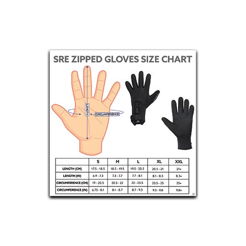 SRE Zipped Glove Size Chart